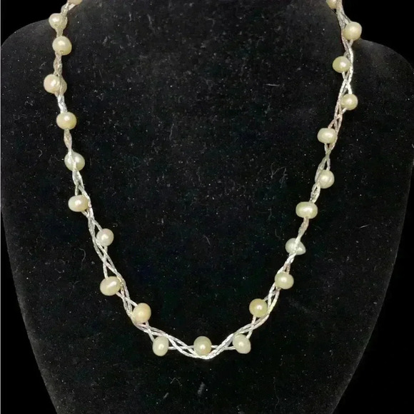 Genuine Pearl 3 Silver Chain - Picture 1 of 5